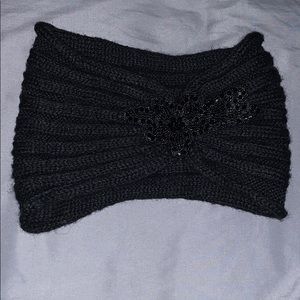 Black rhinestone knit headband